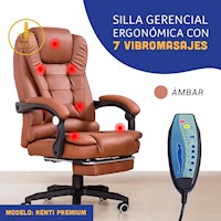 SILLA ERGONÓMICA GERENCIAL PARA OFICINA COLOR ÁMBAR- 7 VIBROMASAJES